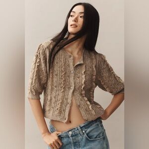 Anthropologie Tan Cardigan Sweater